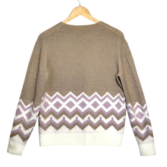 J. Crew Chevron Knit Scoop Neck Sweater Cozy Classic Preppy Layering XS - Picture 5 of 11